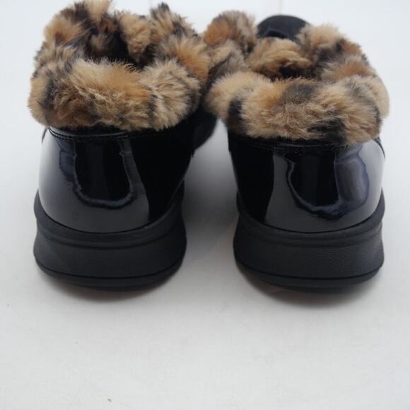 NEW BZees Golden Fur Trim Slip On Shooties Booties Black Leopard Women's 8.5 - Picture 9 of 13